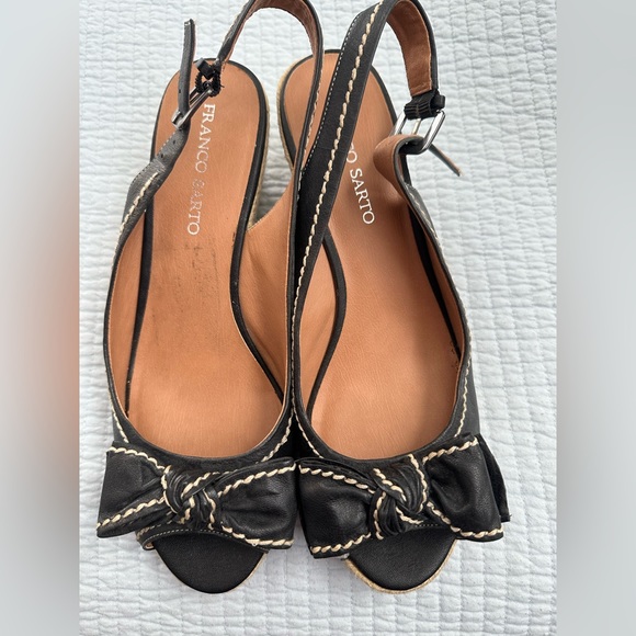 Franco Sarto leather peep toe Espadrille wedge - Picture 1 of 4